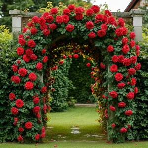 Роза плетистая Алый Триумф купить по цене от 319р. в интернет-магазине «Посадика» с доставкой почтой в в Петровске и по всей России – [изображение №1].